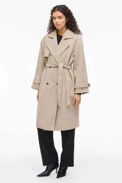 Vila Abrigo de pa&ntilde;o largo anudado^Mujer Abrigos