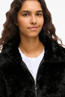 Vila Abrigo efecto pelo con cremallera^Mujer Chaquetas|Abrigos