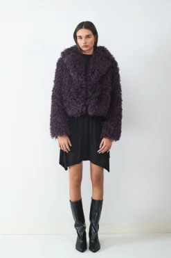 Balmohk Abrigo efecto pelo solapa^Mujer Abrigos