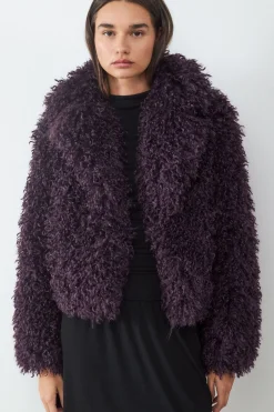 Balmohk Abrigo efecto pelo solapa^Mujer Abrigos