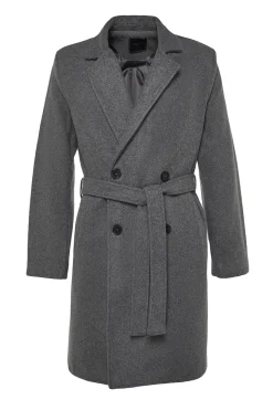Trendyol Abrigo largo con detalle de cintur&oacute;n^Hombre Abrigos