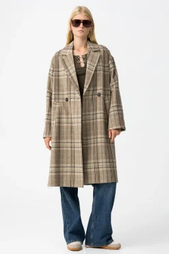 Tiffosi Abrigo Largo con Estampado de Cuadros^Mujer Abrigos