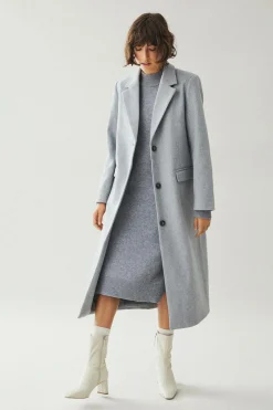 Vila Abrigo largo de pa&ntilde;o con solapas^Mujer Abrigos