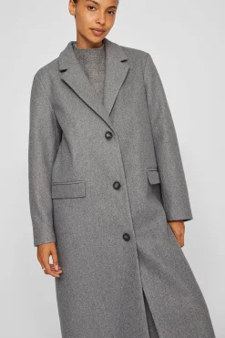 Vila Abrigo largo de pa&ntilde;o con solapas^Mujer Abrigos