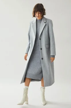 Vila Abrigo largo de pa&ntilde;o con solapas^Mujer Abrigos