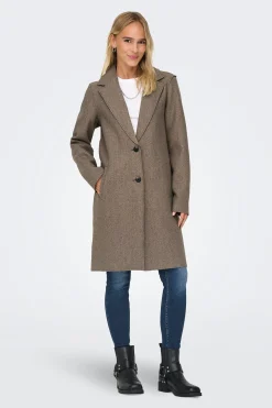 Only Abrigo midi de pa&ntilde;o^Mujer Abrigos