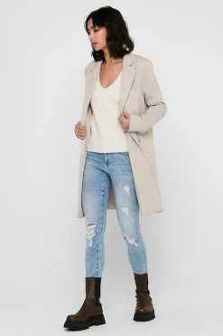 Only Abrigo midi de pa&ntilde;o^Mujer Abrigos