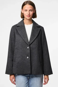 Pieces Abrigo pa&ntilde;o corto bot&oacute;n flor^Mujer Abrigos