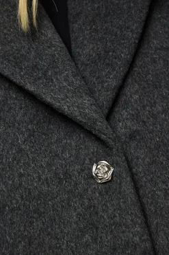 Pieces Abrigo pa&ntilde;o corto bot&oacute;n flor^Mujer Abrigos