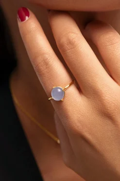 Singularu Anillo Celebrate Azul Ba&ntilde;o Oro^Mujer Bisutería