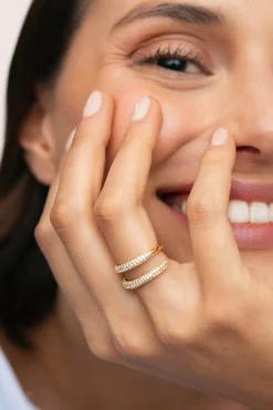 Singularu Anillo Doble Scarlett Baño Oro^Mujer Bisutería