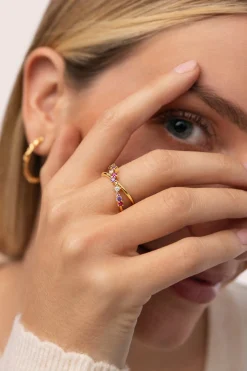 Singularu Anillo Estelar Cross Baño oro^Mujer Bisutería