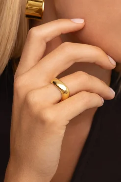 Singularu Anillo Tina Acero Baño Oro 12^Mujer Bisutería