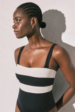 Women'secret Ba&ntilde;ador bandeau moldeador color block B&W^Mujer Baño