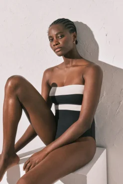 Women'secret Ba&ntilde;ador bandeau moldeador color block B&W^Mujer Baño