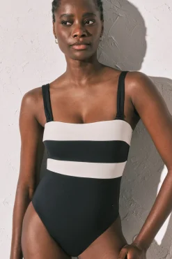 Women'secret Ba&ntilde;ador bandeau moldeador color block B&W^Mujer Baño