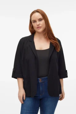Vero Moda Curve Blazer de mujer abierta con solapa talla grande^Mujer Chaquetas|Lino