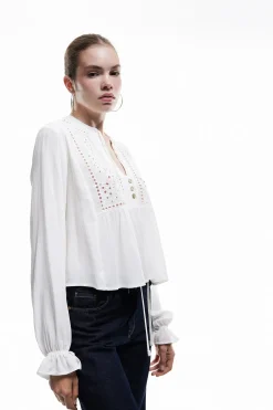 Koton Blusa de brocado^Mujer Camisas Y Blusas