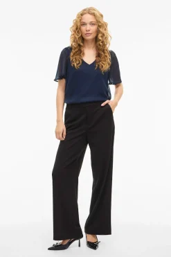 Vila Blusa de manga corta de gasa^Mujer Camisas Y Blusas