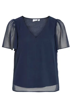 Vila Blusa de manga corta de gasa^Mujer Camisas Y Blusas