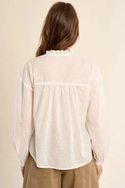 Molly Bracken Blusa de mujer de manga larga con flores bordadas^Mujer Camisas Y Blusas