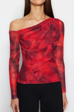 Trendyol Blusa escote asim&eacute;trico entallada^Mujer Camisas Y Blusas