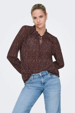 Only Blusa estampada manga larga^Mujer Camisas Y Blusas