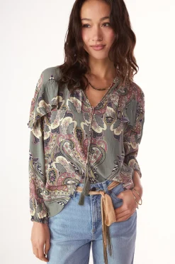 Slowlove Blusa estampada volante^Mujer Camisas Y Blusas