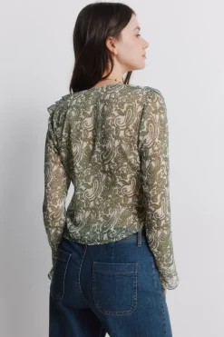 Springfield Blusa gasa volantes estampada^Mujer Camisas Y Blusas