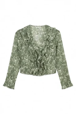 Springfield Blusa gasa volantes estampada^Mujer Camisas Y Blusas