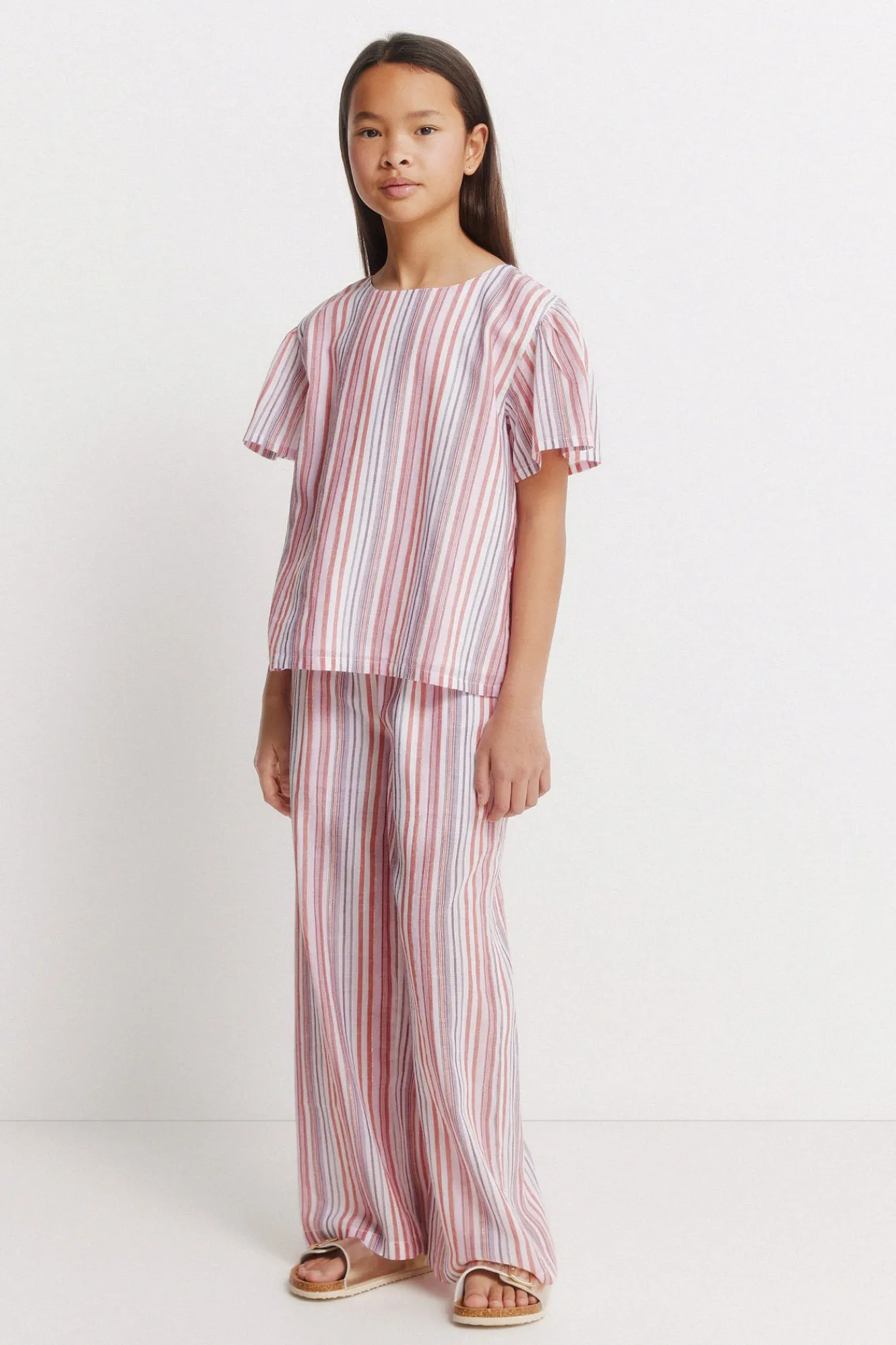 Springfield Kids Blusa manga corta rayas lurex ni&ntilde;a^Niños Camisas Y Blusas