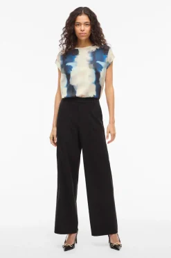 Vila Blusa manga corta satinada^Mujer Camisas Y Blusas