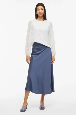 Vila Blusa manga larga con cuello redondo^Mujer Camisas Y Blusas