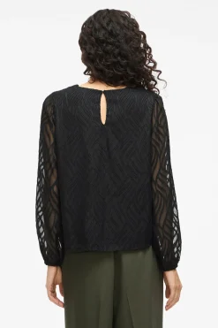 Vila Blusa manga larga con cuello redondo^Mujer Camisas Y Blusas