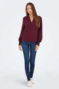 Only Blusa manga larga frunces^Mujer Camisas Y Blusas