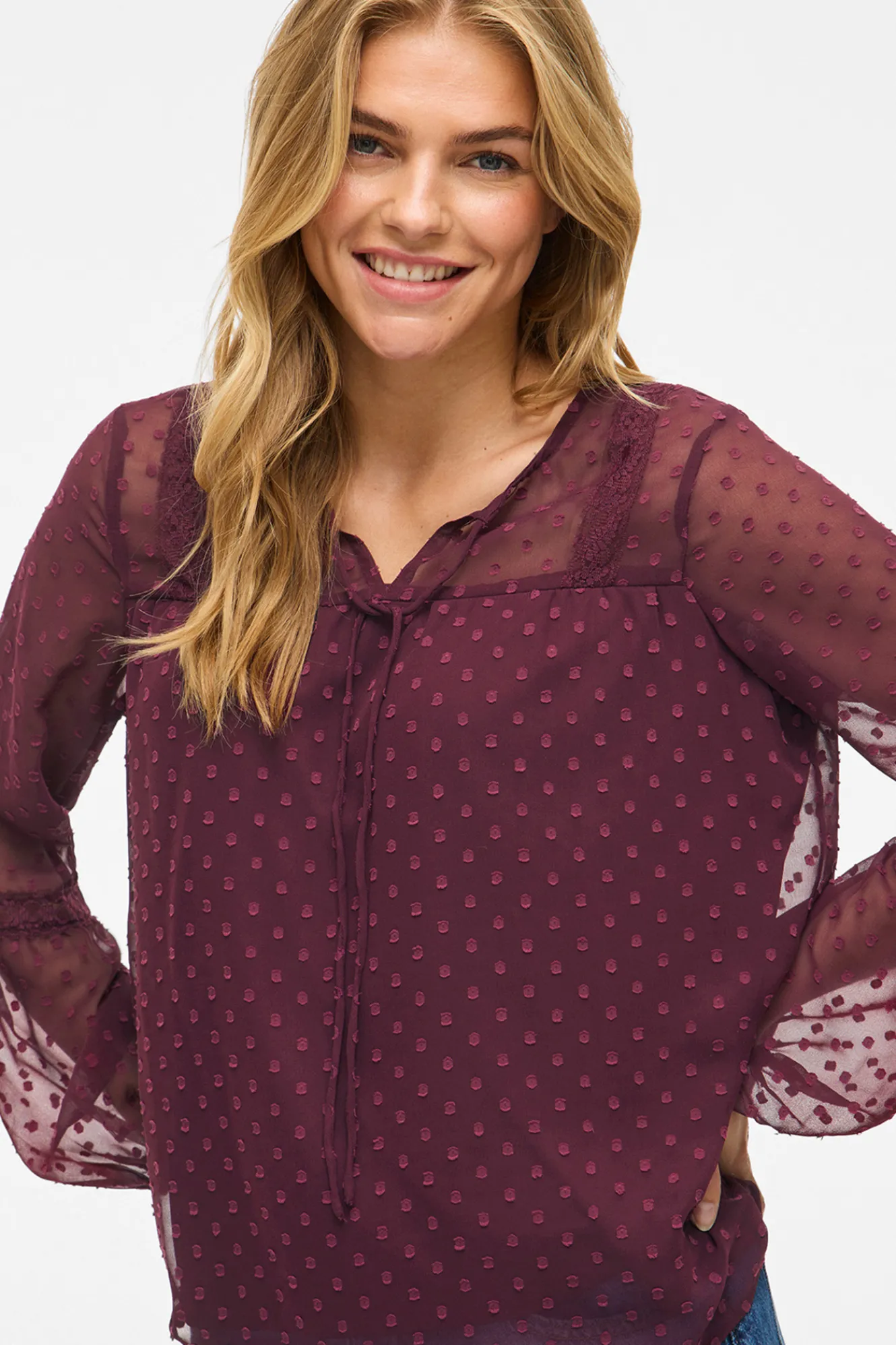 Vila Blusa manga larga plumeti^Mujer Camisas Y Blusas