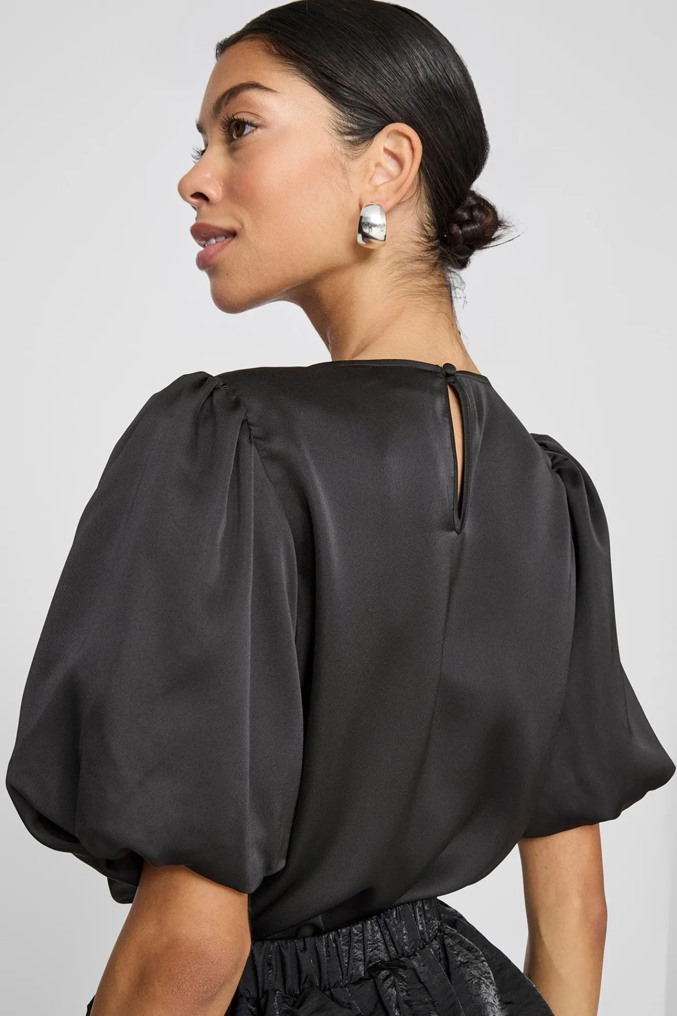 Vila Blusa satinada manga globo^Mujer Camisas Y Blusas