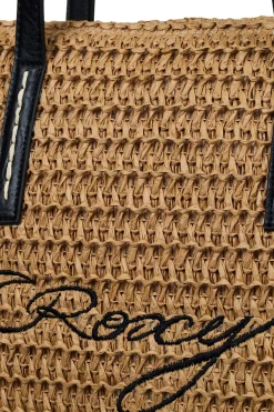 Roxy Bolso rafia playa asas y texto^Mujer Bolsos