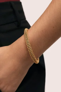 Singularu Brazalete Disco Acero Baño Oro^Mujer Bisutería