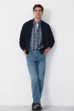 Cortefiel C&aacute;rdigan algod&oacute;n cremallera cuello polo^Hombre Jerséis Y Cárdigans