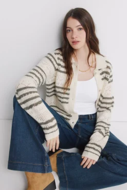 Springfield C&aacute;rdigan pointelle de rayas^Mujer Jerséis Y Cárdigans