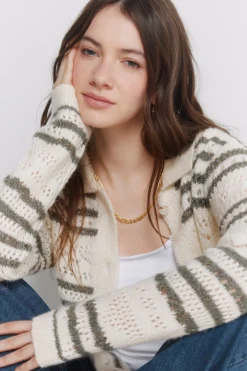 Springfield C&aacute;rdigan pointelle de rayas^Mujer Jerséis Y Cárdigans