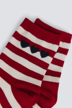 Springfield Calcet&iacute;n largo de rayas corazones^Mujer Calcetines