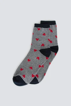 Springfield Calcetín largo rayas con corazones^Mujer Calcetines