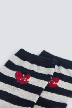 Springfield Calcet&iacute;n largo rayas corazones^Mujer Calcetines