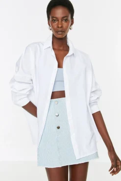 Trendyol Camisa b&aacute;sica oversize^Mujer Camisas Y Blusas