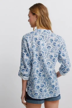 Springfield Camisa cuello mao efecto lino^Mujer Camisas Y Blusas|Lino