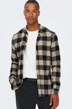 Only & Sons Camisa de hombre de manga larga y cuadros^Hombre Camisas