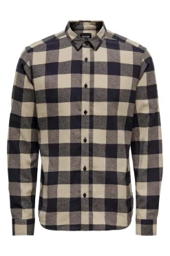 Only & Sons Camisa de hombre de manga larga y cuadros^Hombre Camisas
