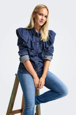 Only Camisa denim con volante^Mujer Camisas Y Blusas